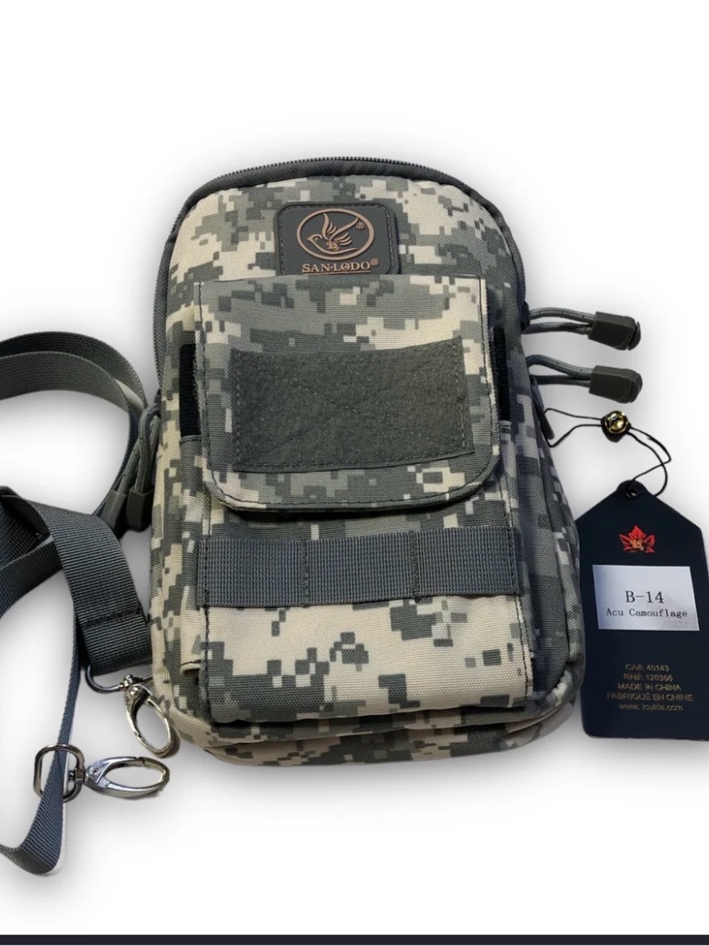 211–NWT ACU Camouflage Sling Belt Bag for Men - Gray